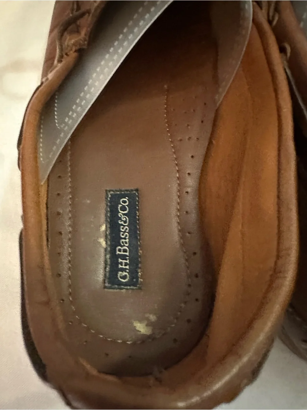 G.H. Bass & Co Mens 9.5 Brown Leather Boat Shoes Deck Moc Toe Loafers Lace Up